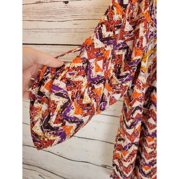 Vtg Cato Orange Purple Geometric V-Neck Long Tail Hilo Top Womens Plus Sz 18/20W - Picture 7 of 11